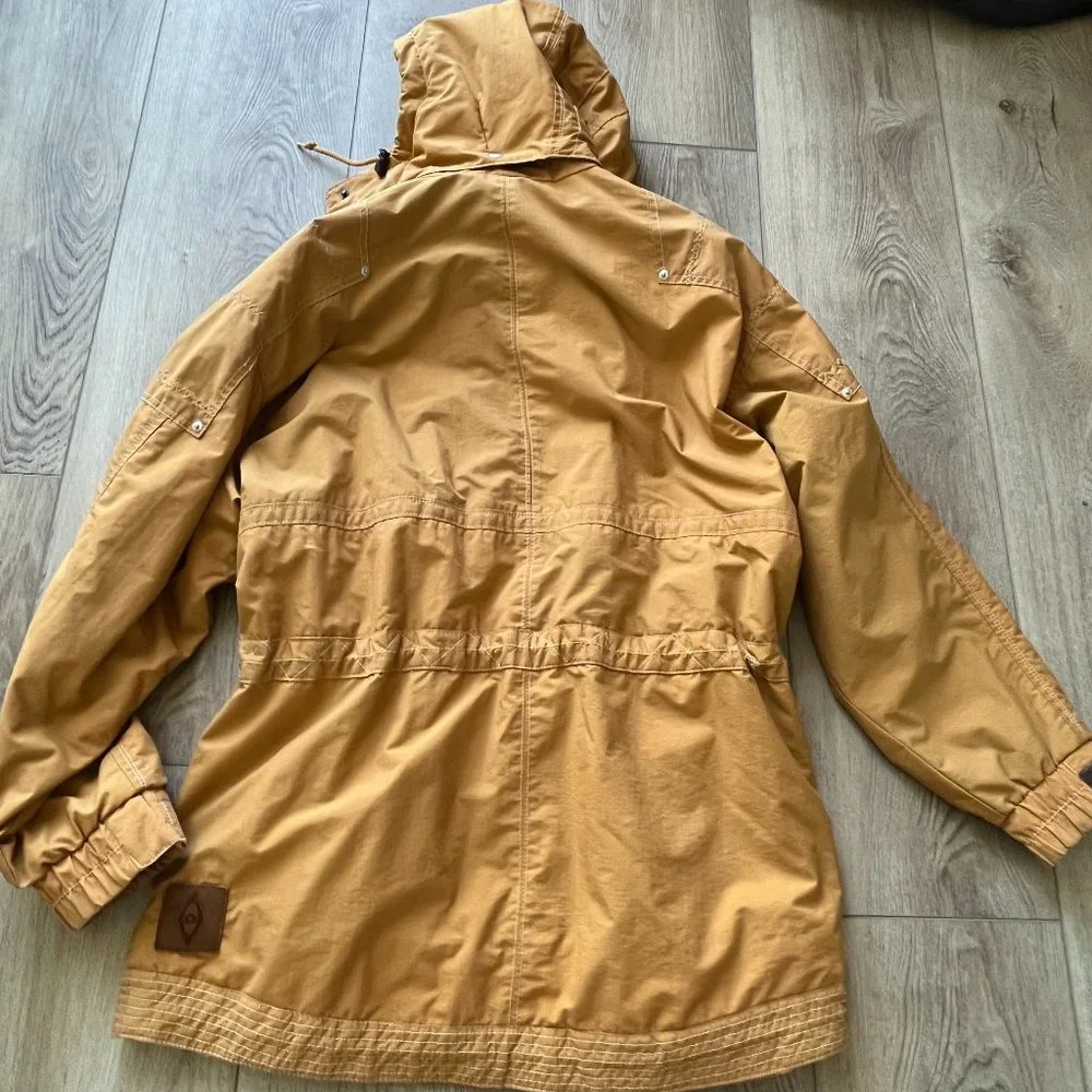 Obermeyer vintage zip front hooded gold jacket lined 12